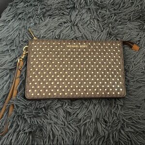 Michael Kors Brown Clutch with Gold Accents